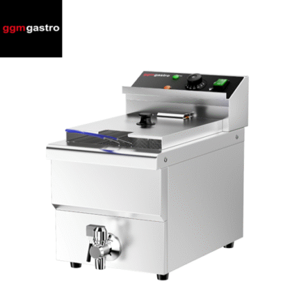 Single Electric Fryer with Drain Tap - 13 L - GGM Gastro